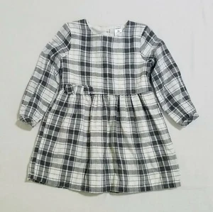 Vestido Carter's Girls 2T Gris a Cuadros con Acento Dorado Mangas Largas con Arco - Imagen 1 de 11