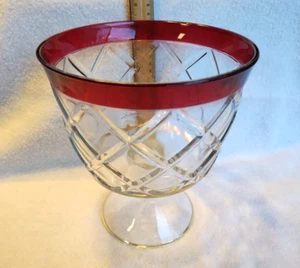 Ruby Flash geometrisches Gittermuster Indiana Glas 8,5" kleine Schale siehe Bilder - Bild 1 von 7