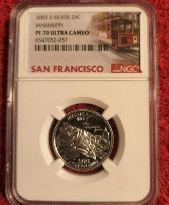 2002 s silver proof Mississippi statehood quarter NGC PF 70 Ultra Cameo - Image 1 of 2