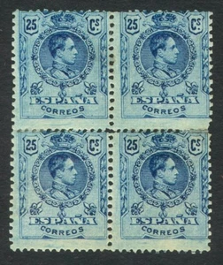 ESPAÑA 1909 - EDIFIL 274* - BLOQUE DE 4 - ALFONSO XIII - TIPO MEDALLÓN - MH - Imagen 1 de 2