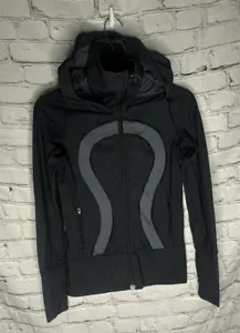 Lululemon Women's Stride Full Zip Hooded Jacket , Dark Heather Charcoal Size 2 - Picture 1 of 11