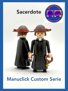 PLAYMOBIL CUSTOM SACERDOTE CURA IGLESIA WESTERN OESTE SOMBRERO WW2 - Picture 1 of 5