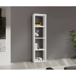 ARMADIO LIBRERIA VERTICALE PARETE 4 RIPIANI BIANCO FRASSINATO MODERNO - Foto 1 di 1