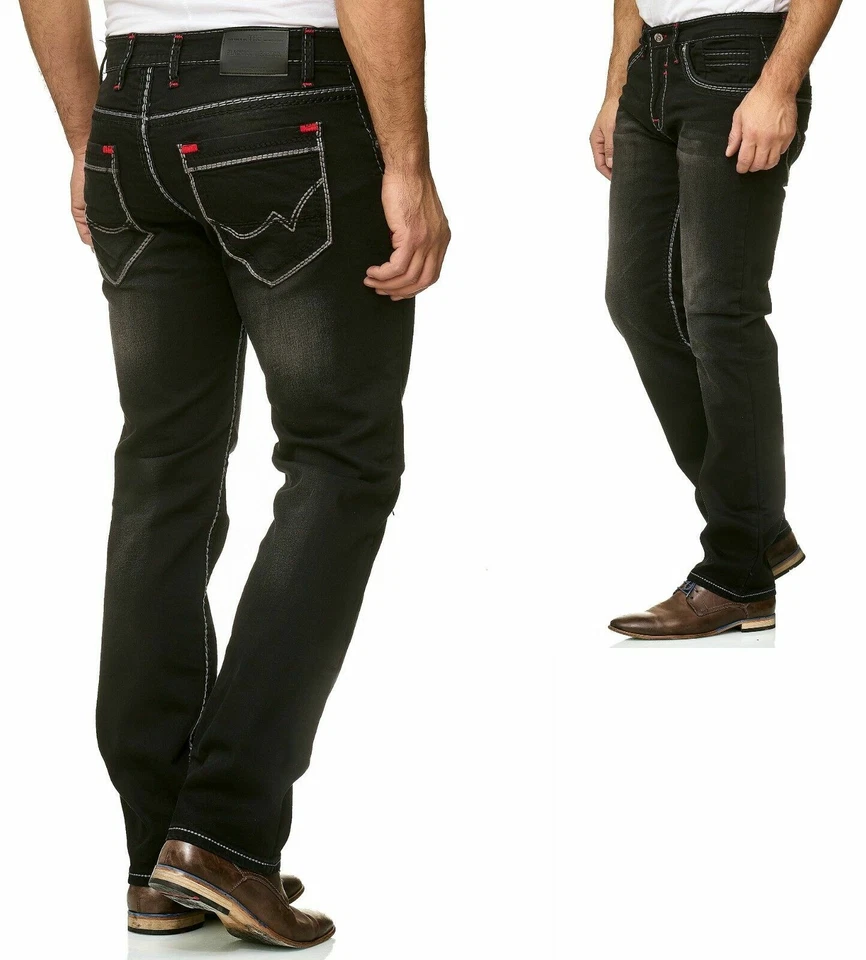  STRAIGHT Herren Jeans Slim Fit Basic Jeans Stretch Hose  DICKE NAHT  NEU  - Bild 1 von 1