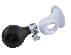 *WHITE BIKE BICYCLE RETRO METAL AIR HORN HOOTER BELL BUGLE SQUEEZE RUBBER BULB - Picture 1 of 1