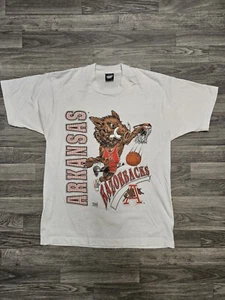 Vintage 90’s Arkansas Razorbacks Slam Dunk Basketball T-Shirt L Glow In The Dark - Picture 1 of 10