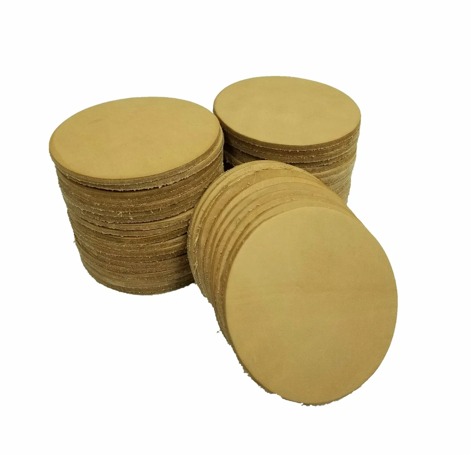 Posavasos troquelados de cuero natural de 3,5" de diámetro Foto 1 de 1