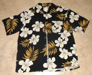 Camisa Para Hombre Flores Tropicales Hoja Fronteras 100% Seda Botón Frontal XL Extra Grande - Imagen 1 de 2
