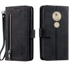 For Motorola Moto G7 Play Wallet Case,Leather Zipper Magnetic Flip Card Case