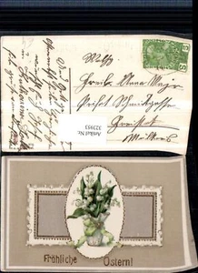 323953,Präge Künstler AK Goldverzierung Ostern Maiglöckchen Schleife - Picture 1 of 1