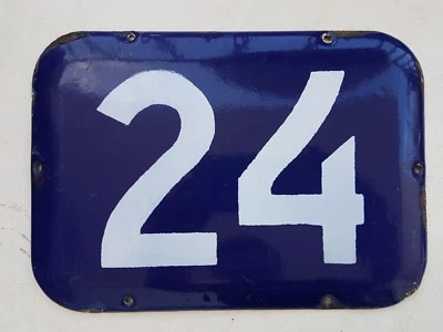 Genuino GRANDE Vintage ISRAELI Esmalte Porcelana Número 24 Letrero de Casa # 24 Foto 1 de 3