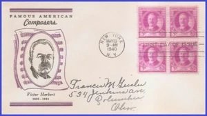 USA3 # 881 ADDR LINPRINT FDC BL4  Victor Herbert - Imagen 1 de 1