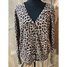  Apt. 9 Leopard Print Sweater Women’s Size XL Animal Print V Neck Cardigan