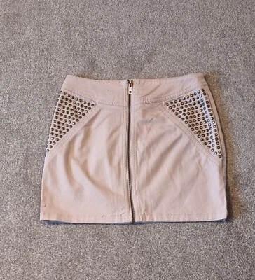 H&M Pink Denim Studded Mini Skirt - Image 1 of 4