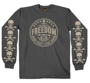 Langarmshirt Hot Leathers Freedom Ride Fast Live hart anthrazit - Bild 1 von 1