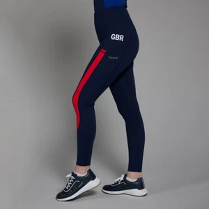 Toggi GBR Sculptor Womens Riding Tights - Navy Supportive Full Seat Pockets - Picture 1 of 6