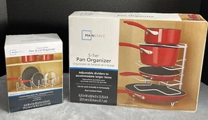EXPANDABLE Pan & Lid + 5 Tier Pan Pot Lid Organizer Rack Kitchen Storage Holder - Picture 1 of 4