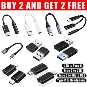 USB-C To USB Female OTG Converter Adapter 3.5mm Aux Audio For Samsung Motorola - Picture 1 of 68