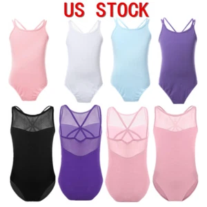 Girls Basic Ballet Leotards Double Straps Criss-cross Back Bodysuit Unitards - Picture 1 of 43