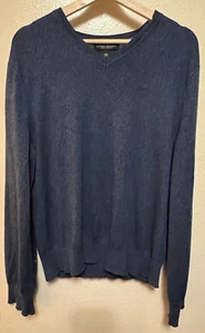 Banana Republic Seide Kaschmir V-Ausschnitt Pullover Marine Herren Größe Large - Bild 1 von 11