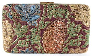 JUDITH LEIBER Vintage Multicolor Floral Brocade Crystal Embellished Clutch Bag - Picture 1 of 19