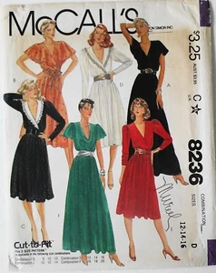McCalls 8236 Misses Dresses Tie Belt Sewing Pattern Sz 12-14-16 - Picture 1 of 1