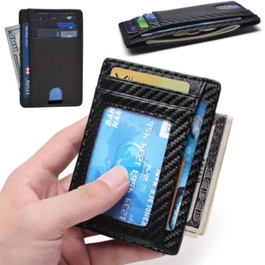 RFID Schutz Geldbörse Auto Pop Up Kreditkartenetui Leder Metall Geldklammer Herren - Bild 1 von 12