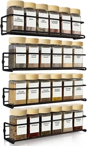 Wall Mount Spice Rack Organizer Set Cabinet Door Storage 11.5x2.5x2.5" - 4pc - Picture 1 of 12