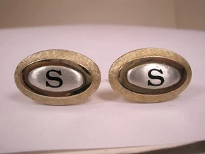 S Monogram Initial Letter Vintage SHIELDS Cuff Links sam steve serge stan - Picture 1 of 8
