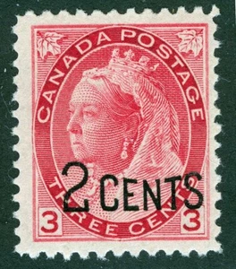 Canada Sc 88 Carmine 2¢ on 3¢ Overprnt 1899 Mint Never Hinged Original Gum - Picture 1 of 1