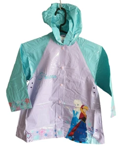 BNWT Girls Size 3 Frozen Lilac Blue PVC Plastic Waterproof Raincoat Rain Coat - Foto 1 di 3