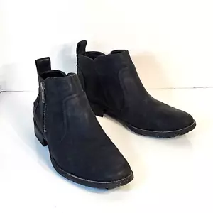 UGG Womens Aureo II Waterproof Black Nubuck Leather Side Zip Ankle Boots Size 7 - Picture 1 of 18
