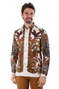 BARABAS Men's Rhinestone Floral Lion Long Sleeve Shirts 3SPR428 - Picture 1 of 15