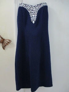 Teaze Me Navy Blue w/Embellishment Strapless Pencil Dress - Size 5 - New w/Tags - Picture 1 of 4