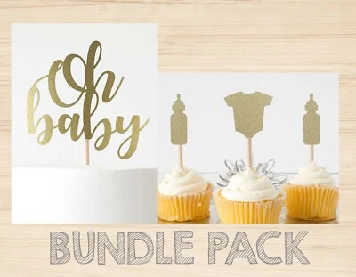 PAQUETE PACK! Topper para pasteles Oh Baby + Toppers para cupcakes de camisa y biberones Foto 1 de 4