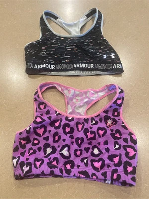 Lote de 2 sujetadores deportivos para niñas adolescentes - jóvenes grandes YL 34 Under Armour & Justice Foto 1 de 4