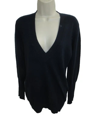 Autumn Cashmere 100% Cashmere Navy Longer Length V-neck Sweater Size M - Image 1 of 3
