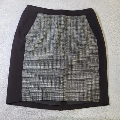 Talbots Wool Skirt Womens 14W White Black Plaid Classic Preppy Office - Image 1 of 4