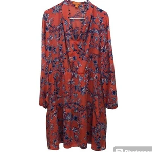 Gigi Parker Dress Pink and Blue Floral Midi Length Size XL - Picture 1 of 13