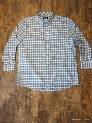  Stafford Coolmax Oxford Shirt Blue White Plaid XL 17.5 32/33 - Image 1 of 3