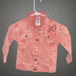 DISNEY JUNIOR Girls Red Washed MINNIE MOUSE Denim Jacket Size 5 EUC - Picture 1 of 3