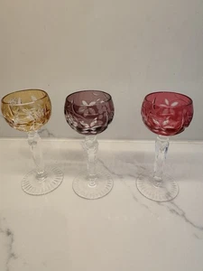 Set Of 3 Ajka Nachtmann Bohemian Crystal Liqueur Glass 5 3/8" - Picture 1 of 2