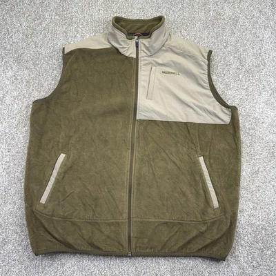 Merrell Fleece Full Zip Jacket Vest Mens Size 2XL XXL Olive Green Hiking Outdoor - Image 1 of 4