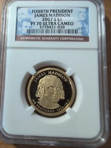 2007 S, James Madison, PF 70, Ultra Cameo, NGC - Picture 1 of 2