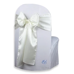 50 pcs Satin Chair Cover Bow Sash 108"x8" - Ivory - Wedding Party Banquet xm - Picture 1 of 5