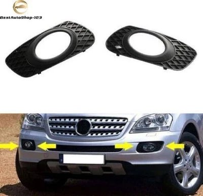 Left&Right Front Bumper Fog Light Lamp Grill Cover Bezel For Mercedes W164 ML320 - Image 1 of 4