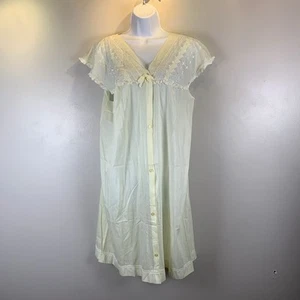 Vintage Nightgown Women’s Size M ? Yellow Cottagecore Retro Button Front Lace - Bild 1 von 9