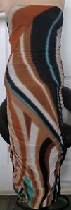 FUZZI Womens Multicolor Strapless Ruched Mesh Dress S Stretc NWT Made in Italy - Picture 1 of 12