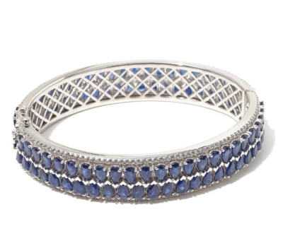 Pulseira de prata esterlina rara 25 CTW safira azul real e zircão branco - Imagem 1 de 4