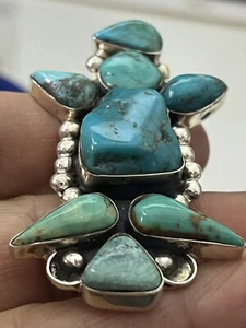 Antique, Authentic, Huge, Navajo Huge “WH” Artesian Turquoise Ring SIZE 7.5 - Picture 1 of 10